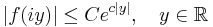 |f(iy)| \leq C e^{c|y|}, \quad y \in \mathbb{R} 