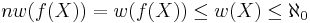 nw(f(X))=w(f(X))\leq w(X)\leq\aleph_{0}\,