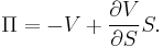 \Pi= -V %2B\frac{\partial V}{\partial S}S.