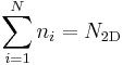 \sum\limits_{i=1}^{N}n_i=N_{\mathrm{2D}}