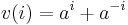 v(i) = a^i %2B a^{-i}