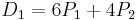 D_1=6P_1%2B 4P_2