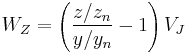 W_Z= \left(\frac{z/z_n}{y/y_n}-1\right)V_J