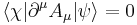 \langle\chi|\partial^\mu A_\mu|\psi\rangle=0