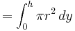 =\int_{0}^{h} \pi r^2 \, dy