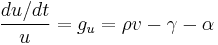 \frac {du/dt}{u} = g_u=\rho v-\gamma-\alpha