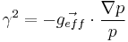 \gamma^2 = -\vec{g_{eff}}\cdot\frac{\nabla p}{p}