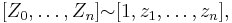 [Z_0,\dots,Z_n] {\sim} [1,z_1,\dots,z_n],