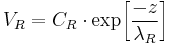 V_R = C_R \cdot \exp\!\left[{-z\over\lambda_R}\right]