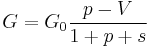 ~G=G_0\frac{p-V}{1%2Bp%2Bs}~