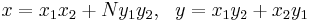  x=x_1x_2%2BNy_1y_2,\ \ y=x_1y_2%2Bx_2y_1 \ \ 