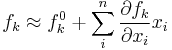 f_k \approx f^0_k%2B  \sum_i^n \frac{\partial f_k}{\partial {x_i}} x_i 