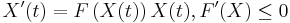  X^{\prime}(t) = F\left( X(t) \right) X(t), F^{\prime}(X) \le 0 