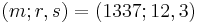 (m; r, s) = (1337; 12, 3)