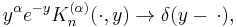 y^\alpha e^{-y} K_n^{(\alpha)}(\cdot, y) \rightarrow \delta(y- \, \cdot),