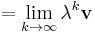 = \lim_{k \to \infty}\lambda^k\mathbf{v}