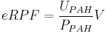 eRPF = \frac{U_{PAH}}{P_{PAH}} V