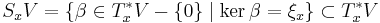 S_xV = \{\beta \in T^*_xV - \{ 0 \} \mid \ker \beta = \xi_x\} \subset T^*_xV