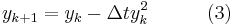 y_{k%2B1}=y_k-\Delta t y_k^2 \quad \quad \quad(3)\, 