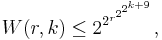 W(r,k) \leq 2^{2^{r^{2^{2^{k %2B 9}}}}},