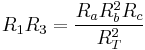 R_1R_3 = \frac{R_aR_b^2R_c}{R_T^2}