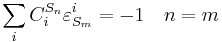  \sum_i C^{S_n}_i \varepsilon^i_{S_m} = -1 \quad n = m 