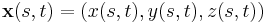 \mathbf{x} (s,t)=( x(s,t), y(s,t), z(s,t))\!