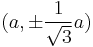 (a,{\pm {1 \over \sqrt{3}} a})