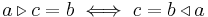  a \triangleright c = b \iff 
c = b \triangleleft a 