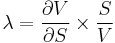 \lambda = \frac{\partial V}{\partial S}\times\frac{S}{V}