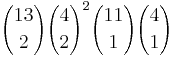 {13 \choose 2}{4 \choose 2}^2{11 \choose 1}{4 \choose 1}