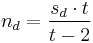n_d = \frac {s_d \cdot t} {t - 2}