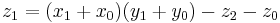 z_1 = (x_1 %2B x_0)(y_1 %2B y_0) - z_2 - z_0\,\!