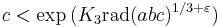 c < \exp{ (K_3  \operatorname{rad}(abc)^{1/3%2B\varepsilon}) } 