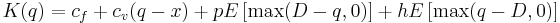 K(q) = c_f %2B c_v (q-x) %2B p E\left[\max(D-q,0)\right] %2B h E\left[\max(q-D,0)\right]