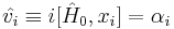 \hat{v_i}\equiv i[\hat{H}_0,x_i]=\alpha_i