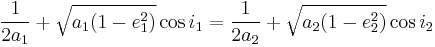 \frac{1}{2a_1} %2B \sqrt{a_1(1-e_1^2)} \cos i_1 = \frac{1}{2a_2} %2B \sqrt{a_2(1-e_2^2)} \cos i_2