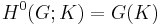 H^0(G;K) = G(K)