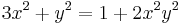 3x^2 %2B y^2 = 1 %2B 2x^2y^2