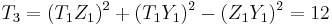 
T_3  = (T_1Z_1)^2 %2B (T_1Y_1)^2 - (Z_1Y_1)^2 = 12
