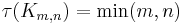 \tau(K_{m,n})=\min(m,n)