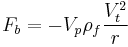  F_b = -V_p\rho_f \frac{V_t^2}{r} 