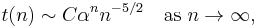  {t(n) \sim C \alpha^n n^{-5/2} \quad\text{as } n\to\infty,}