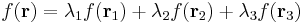 f(\textbf{r}) = \lambda_1 f(\textbf{r}_1) %2B \lambda_2 f(\textbf{r}_2) %2B \lambda_3 f(\textbf{r}_3)