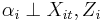 \alpha_{i}\perp X_{it},Z_{i}