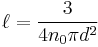 \ell = \frac{3}{4n_0\pi d^2}