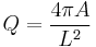 Q=\frac{4\pi A}{L^2}