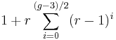 1%2Br\sum_{i=0}^{(g-3)/2}(r-1)^i