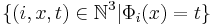 \{(i,x,t) \in \mathbb{N}^3 | \Phi_i(x) = t\}