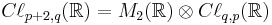  C\ell_{p%2B2,q}(\mathbb{R}) = M_2(\mathbb{R})\otimes C\ell_{q,p}(\mathbb{R}) 